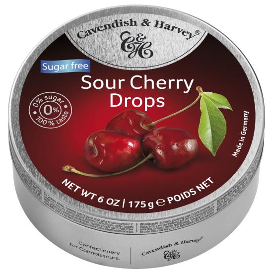 Cavendish Harvey Sour Cherry Drops, ontdek de onmiskenbare smaak van vers geplukte kersen met een vleugje scherpe citrus.
