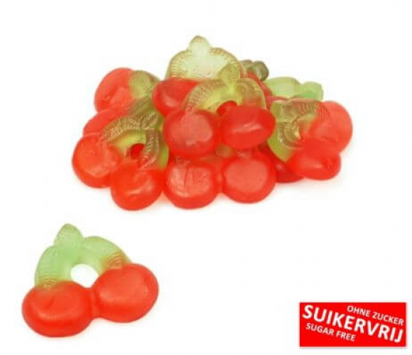 De Bron Cherry Gums Sugarfree, Gezoet met zoetstof en laag in calorieën. Dus zonder suiker en extra lekker