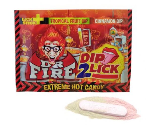 Dr. Fire Dip 2 Lick 18gr., een klassiek zoetwaren van Felko. Kan jij tegen heet snoep?