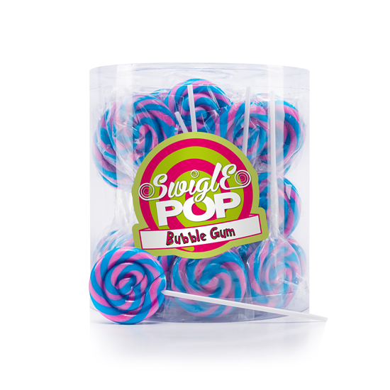 Swigle Pop Mini Bubble Gum Heerlijke lolly in de smaak van bubble gum. Leuk om uit te delen op school of een kinderverjaardag. 12 gram per lollie Inhoud: 50 stuks
