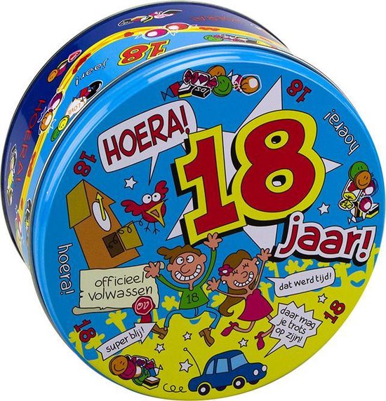 Gevulde Snoeptrommel 18 jaar en 500 Gram