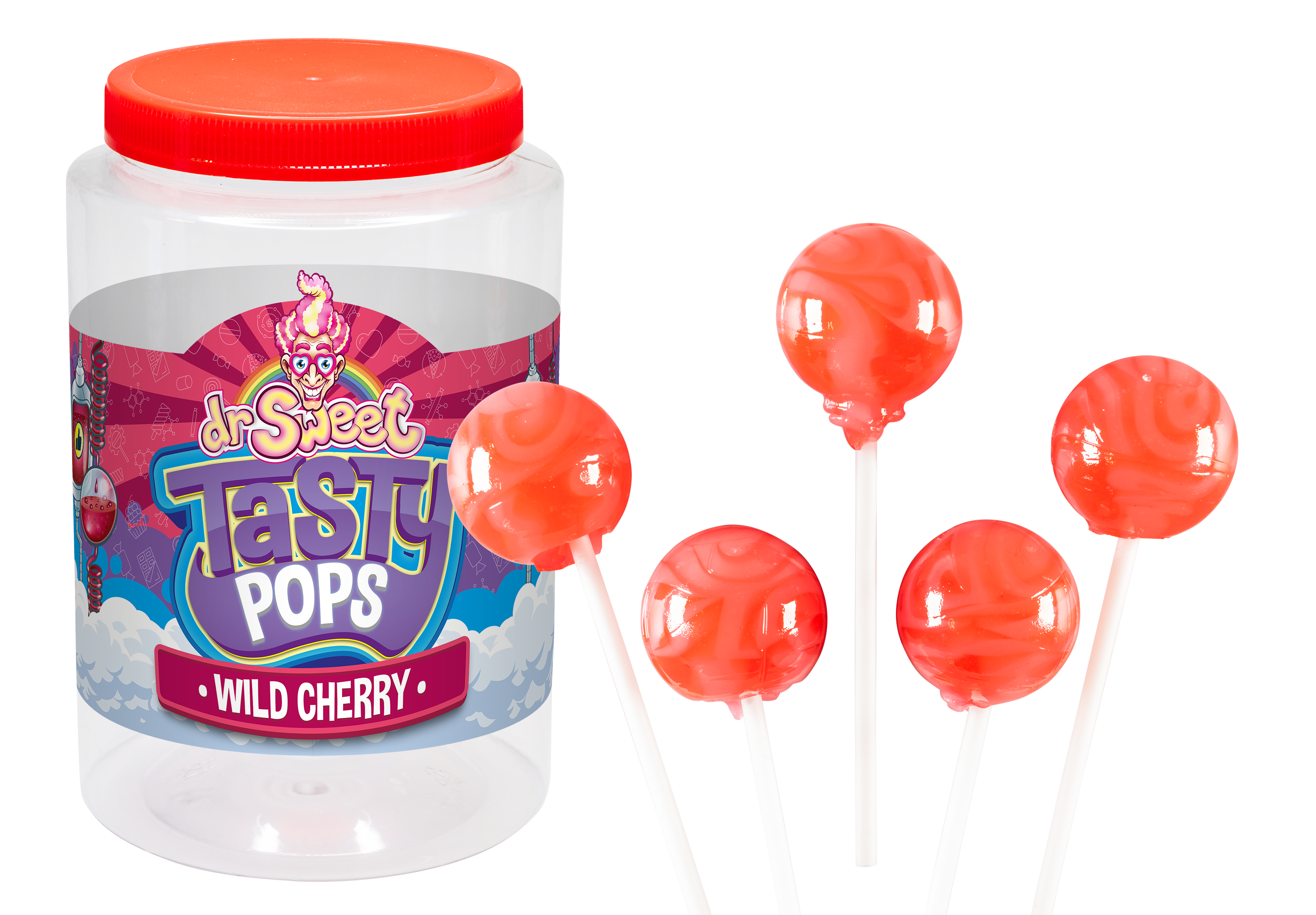 Dr. Sweet Tasty Pop Wild Cherry 70 stuks
