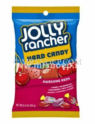 Wereldberoemde Jolly Rancher Awesome Twosome Red in een hangende zak en een selectie van de bestverkochte rode vruchtensmaken.