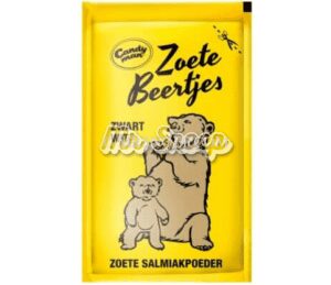Zoete beertjes Zwart Wit uit Grootmoederstijd! Heerlijke zoete salmiakpoeder in het overbekende gele zakje