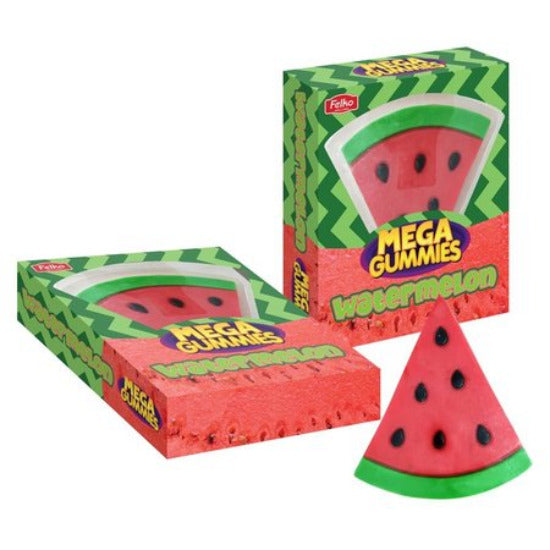 groot, groter, grootst en dat zijn ze die mega gummie in een vorm van een Watermelon, hier kun je zeker wel even mee snoepen.