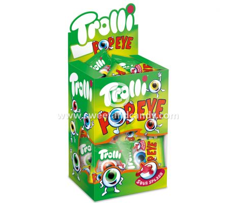 Trolli pop eyes oogballen halloween zijn gemaakt van fruitgum, met een zure vulling. Ideaal als halloween traktatie.